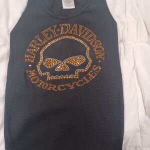 Harley-Davidson Black and Gold Tank Top Skull Design